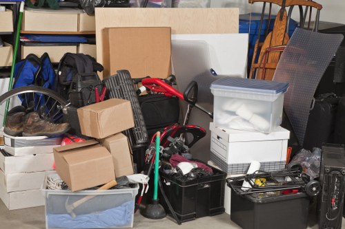 Recyclable materials being sorted for disposal