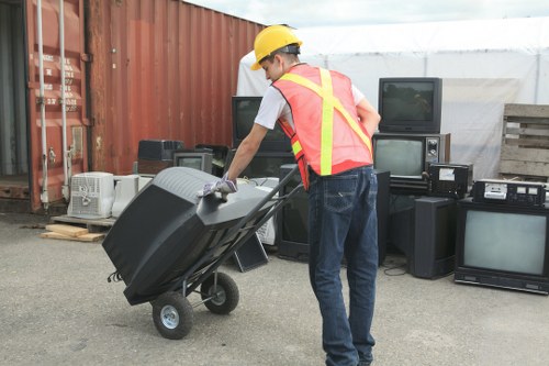 Operative inspecting a cleared property during review